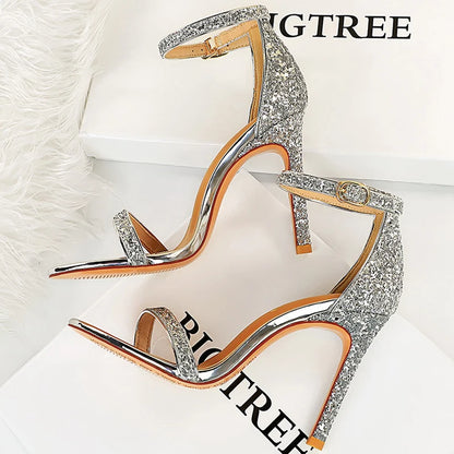 Sexy High Heels Women Pumps Sparkle Sequins Stiletto Heels