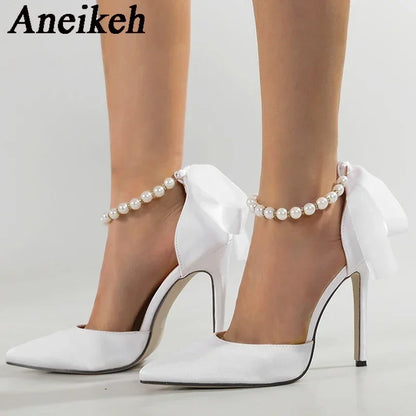 Aneikeh White String Bead Pumps