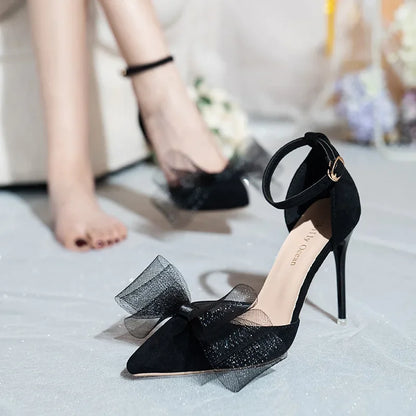 Pointed Toe Ankle Buckle Strap Stilettos Ladies High Heels