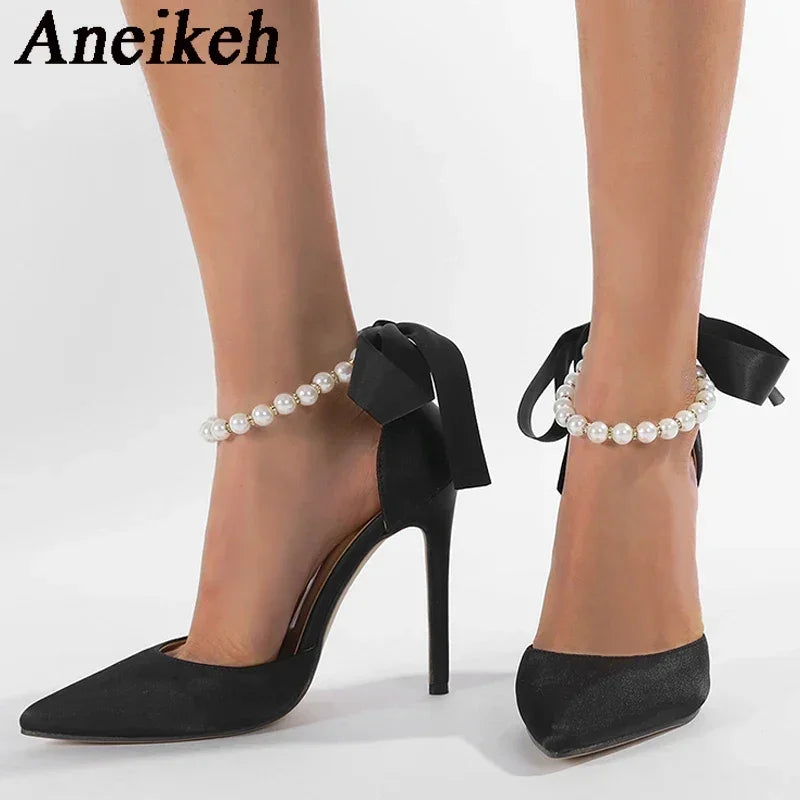 Aneikeh White String Bead Pumps