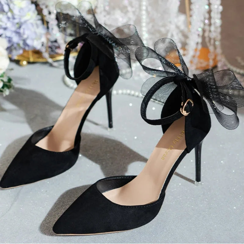 Pointed Toe Ankle Buckle Strap Stilettos Ladies High Heels