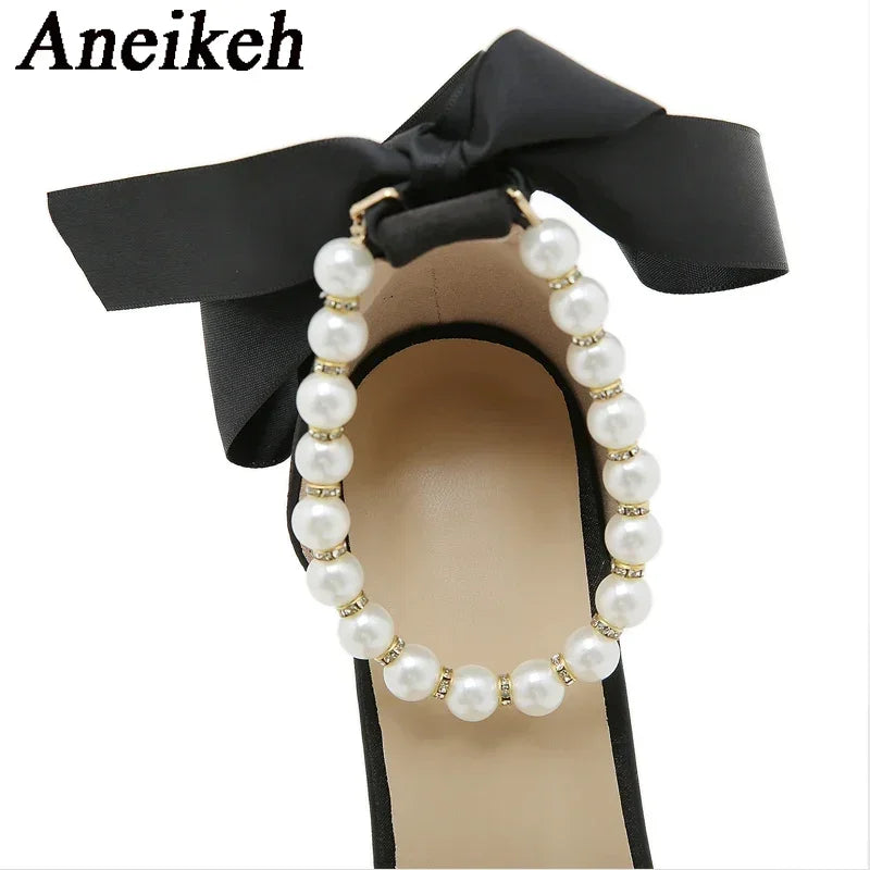 Aneikeh White String Bead Pumps