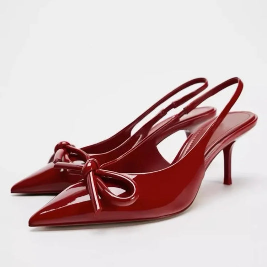 Red Bow Stiletto Pumps