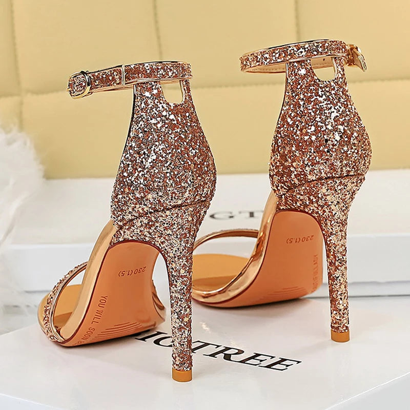 Sexy High Heels Women Pumps Sparkle Sequins Stiletto Heels